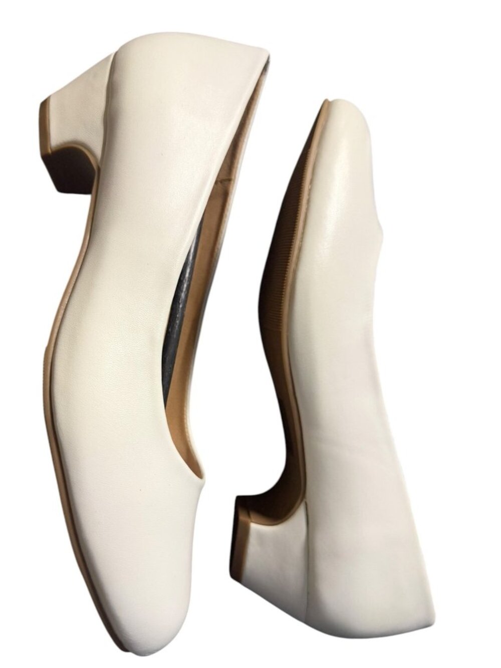 Journee Collection Block Heel Slip-On Shoes In White Size 9